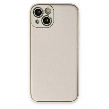 Mey İthalat®  iPhone 14 Plus Kılıf Coco Deri Silikon Kapak - Beyaz