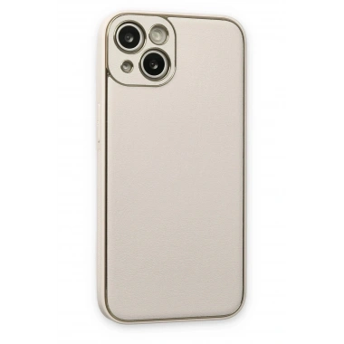 Mey İthalat®  iPhone 14 Plus Kılıf Coco Deri Silikon Kapak - Beyaz