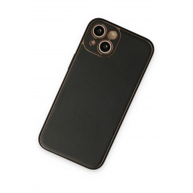 Mey İthalat®  iPhone 14 Plus Kılıf Coco Deri Silikon Kapak - Siyah