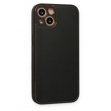 Mey İthalat®  iPhone 14 Plus Kılıf Coco Deri Silikon Kapak - Siyah