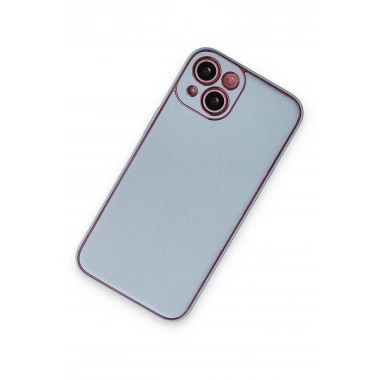 Mey İthalat®  iPhone 14 Plus Kılıf Coco Deri Silikon Kapak - Sky Blue