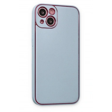 Mey İthalat®  iPhone 14 Plus Kılıf Coco Deri Silikon Kapak - Sky Blue