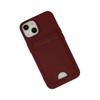 Mey İthalat®   iPhone 14 Plus Kılıf Kelvin Kartvizitli Silikon - Bordo