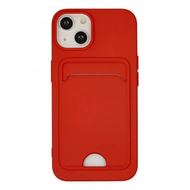 Mey İthalat®  iPhone 14 Plus Kılıf Kelvin Kartvizitli Silikon - Kırmızı