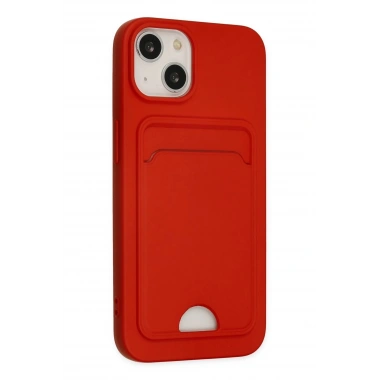 Mey İthalat®  iPhone 14 Plus Kılıf Kelvin Kartvizitli Silikon - Kırmızı