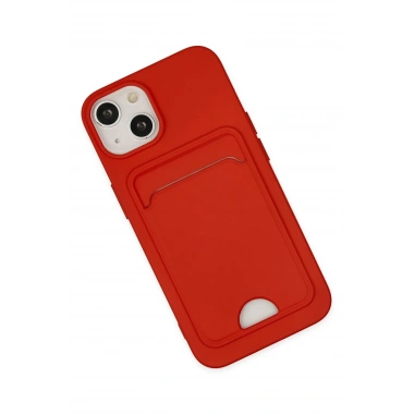 Mey İthalat®  iPhone 14 Plus Kılıf Kelvin Kartvizitli Silikon - Kırmızı