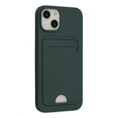 Mey İthalat®  iPhone 14 Plus Kılıf Kelvin Kartvizitli Silikon - Koyu Yeşil
