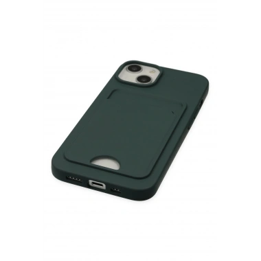 Mey İthalat®  iPhone 14 Plus Kılıf Kelvin Kartvizitli Silikon - Koyu Yeşil
