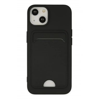 Mey İthalat®  iPhone 14 Plus Kılıf Kelvin Kartvizitli Silikon - Siyah