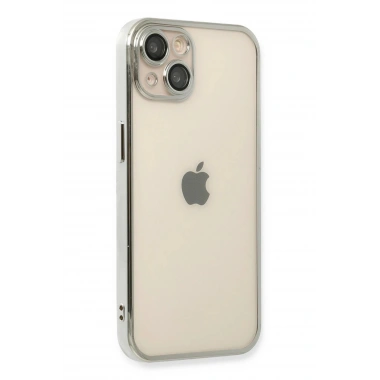 Mey İthalat®  iPhone 14 Plus Kılıf  Lensli Silikon - Gümüş