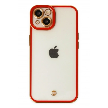 Mey İthalat®  iPhone 14 Plus Kılıf Liva Lens Silikon - Kırmızı