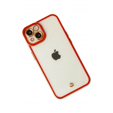 Mey İthalat®  iPhone 14 Plus Kılıf Liva Lens Silikon - Kırmızı
