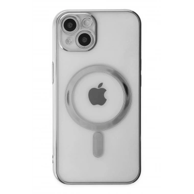 Mey İthalat® iPhone 14 Plus Kılıf Magneticsafe Lazer Silikon - Gümüş