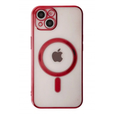 Mey İthalat® iPhone 14 Plus Kılıf Magneticsafe Lazer Silikon - Kırmızı