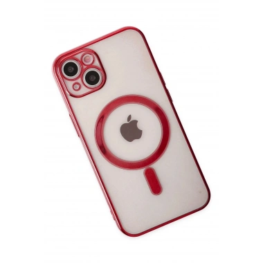 Mey İthalat® iPhone 14 Plus Kılıf Magneticsafe Lazer Silikon - Kırmızı