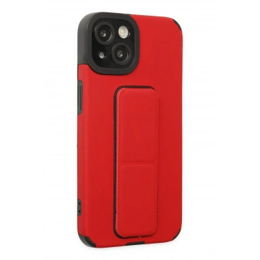 Mey İthalat®  iPhone 14 Plus Kılıf Mega Standlı Silikon - Kırmızı