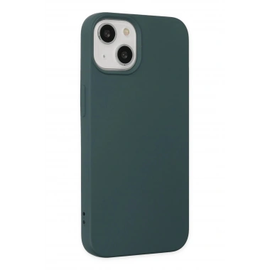 Mey İthalat®  iPhone 14 Plus Kılıf Nano içi Kadife Silikon - Koyu Yeşil