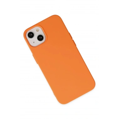Mey İthalat®  iPhone 14 Plus Kılıf Nano içi Kadife Silikon - Turuncu