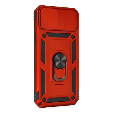 Mey İthalat®  iPhone 14 Plus Kılıf Pars Lens Yüzüklü Silikon - Kırmızı