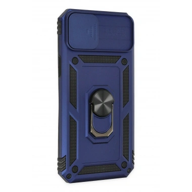 Mey İthalat®  iPhone 14 Plus Kılıf Pars Lens Yüzüklü Silikon - Lacivert