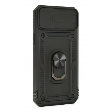 Mey İthalat®  iPhone 14 Plus Kılıf Pars Lens Yüzüklü Silikon - Siyah