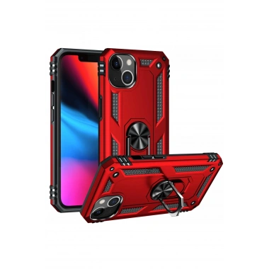 Mey İthalat® iPhone 14 Plus Kılıf Sofya Yüzüklü Silikon Kapak - Kırmızı