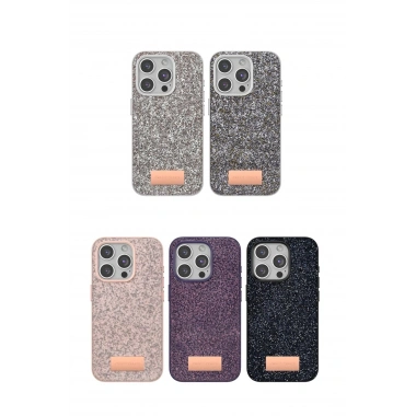 Mey İthalat®   iPhone 14 Pro Bright Simli Kapak - Gümüş