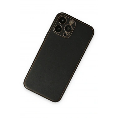 Mey İthalat®  iPhone 14 Pro Kılıf Coco Deri Silikon Kapak - Siyah