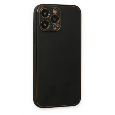Mey İthalat®  iPhone 14 Pro Kılıf Coco Deri Silikon Kapak - Siyah