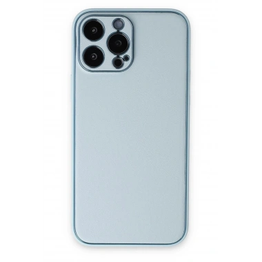 Mey İthalat®  iPhone 14 Pro Kılıf Coco Deri Silikon Kapak - Sky Blue