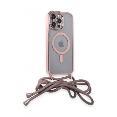 Mey İthalat®  iPhone 14 Pro Kılıf Divo Lazer Askılı Magsafe Kapak - Pembe