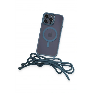 Mey İthalat®  iPhone 14 Pro Kılıf Divo Lazer Askılı Magsafe Kapak - Sierra Blue