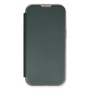Mey İthalat® iPhone 14 Pro Kılıf Dolpin Kapaklı - Koyu Yeşil