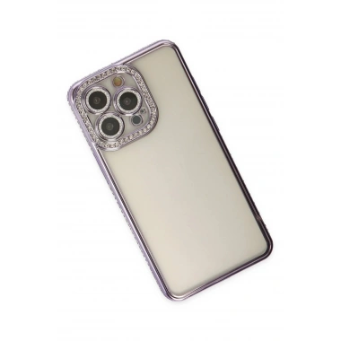 Mey İthalat® iPhone 14 Pro Kılıf Joke Taşlı Silikon - Mor
