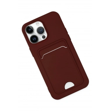 Mey İthalat®  iPhone 14 Pro Kılıf Kelvin Kartvizitli Silikon - Bordo