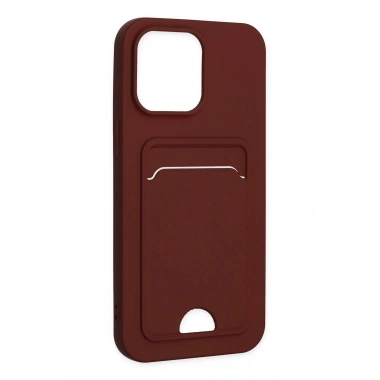 Mey İthalat®  iPhone 14 Pro Kılıf Kelvin Kartvizitli Silikon - Bordo
