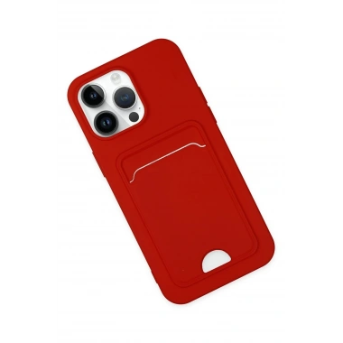 Mey İthalat®  iPhone 14 Pro Kılıf Kelvin Kartvizitli Silikon - Kırmızı