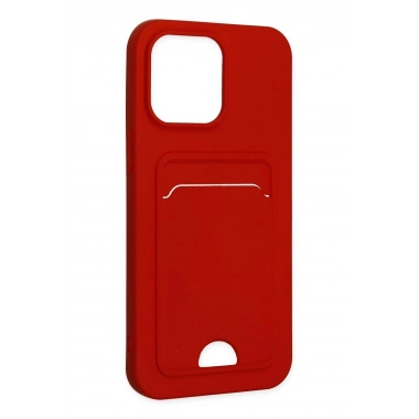 Mey İthalat®  iPhone 14 Pro Kılıf Kelvin Kartvizitli Silikon - Kırmızı