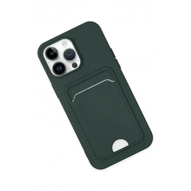 Mey İthalat®  iPhone 14 Pro Kılıf Kelvin Kartvizitli Silikon - Koyu Yeşil