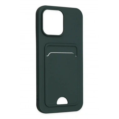 Mey İthalat®  iPhone 14 Pro Kılıf Kelvin Kartvizitli Silikon - Koyu Yeşil