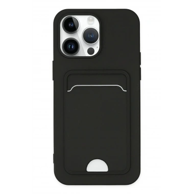 Mey İthalat®  iPhone 14 Pro Kılıf Kelvin Kartvizitli Silikon - Siyah