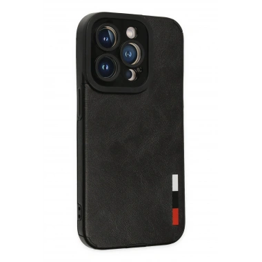 Mey İthalat® iPhone 14 Pro Kılıf Loop Deri Silikon - Siyah