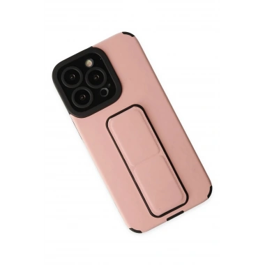 Mey İthalat® iPhone 14 Pro Kılıf Mega Standlı Silikon - Pudra