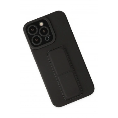 Mey İthalat® iPhone 14 Pro Kılıf Mega Standlı Silikon - Siyah
