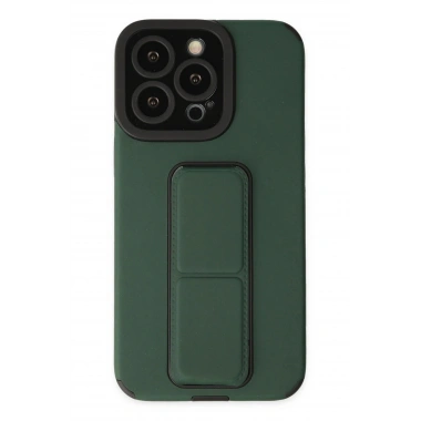 Mey İthalat®  iPhone 14 Pro Kılıf Mega Standlı Silikon - Yeşil