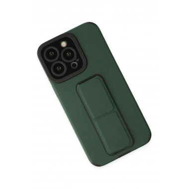 Mey İthalat®  iPhone 14 Pro Kılıf Mega Standlı Silikon - Yeşil