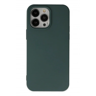 Mey İthalat®  iPhone 14 Pro Kılıf Nano içi Kadife Silikon - Koyu Yeşil