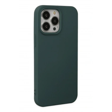 Mey İthalat®  iPhone 14 Pro Kılıf Nano içi Kadife Silikon - Koyu Yeşil