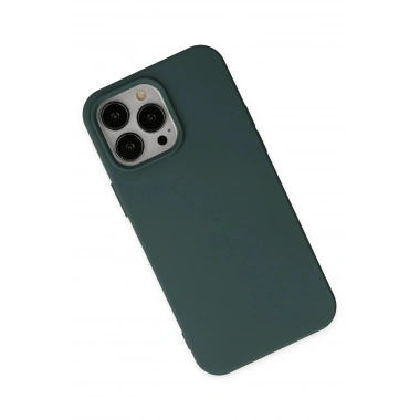 Mey İthalat®  iPhone 14 Pro Kılıf Nano içi Kadife Silikon - Koyu Yeşil