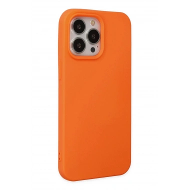 Mey İthalat®  iPhone 14 Pro Kılıf Nano içi Kadife Silikon - Turuncu